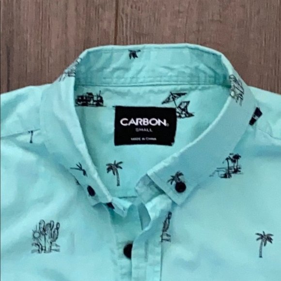Carbon Men’s Tropical Button Down Short Sleeve Shirt - Picture 5 of 6